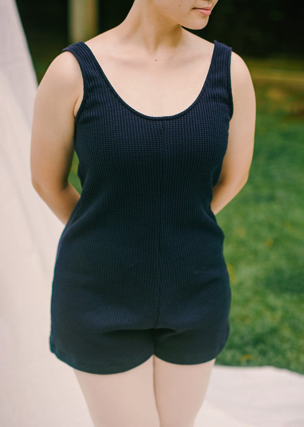 The Reversible Ballet Romper - Blueberry Waffle - Cloud & Victory