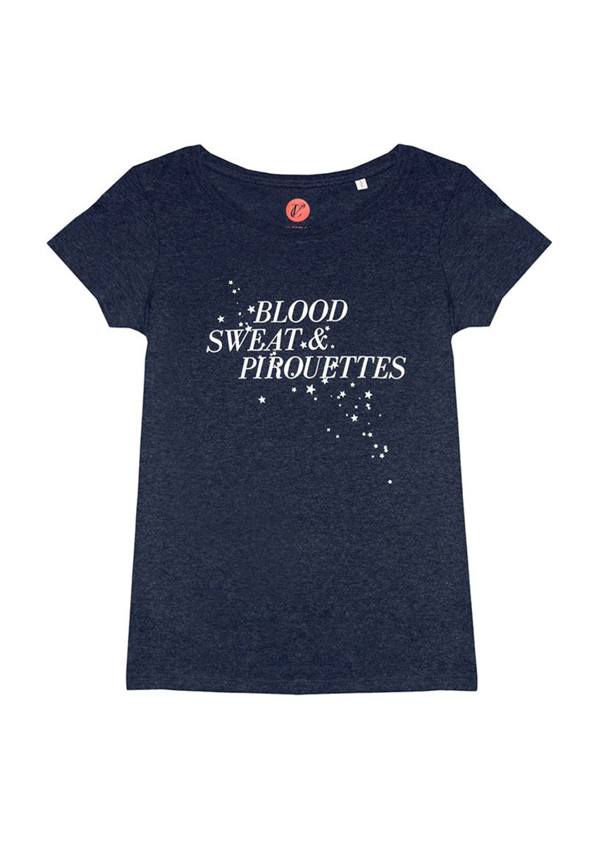 The Pirouettes Tee - Navy - Ethical dancewear and ballet clothing by Cloud and Victory