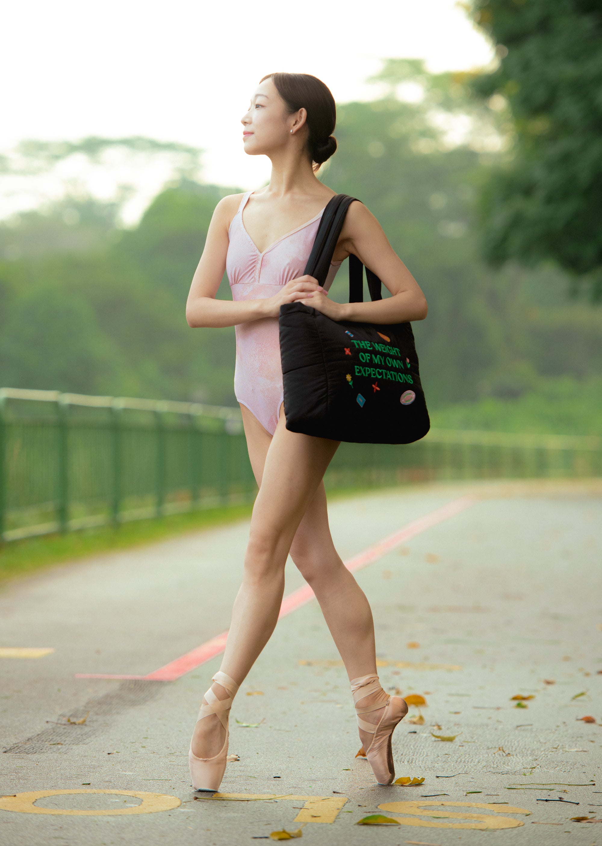 The Weight of My Expectations Puffer Tote Bag - Black - Cloud & Victory